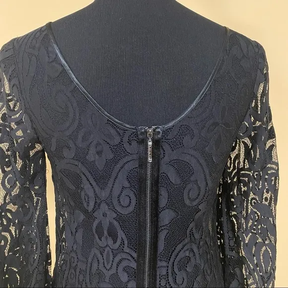 🛍️ Laundry by Shelli Segal Black Mid Sleeve Lace Mini Dress Size 2