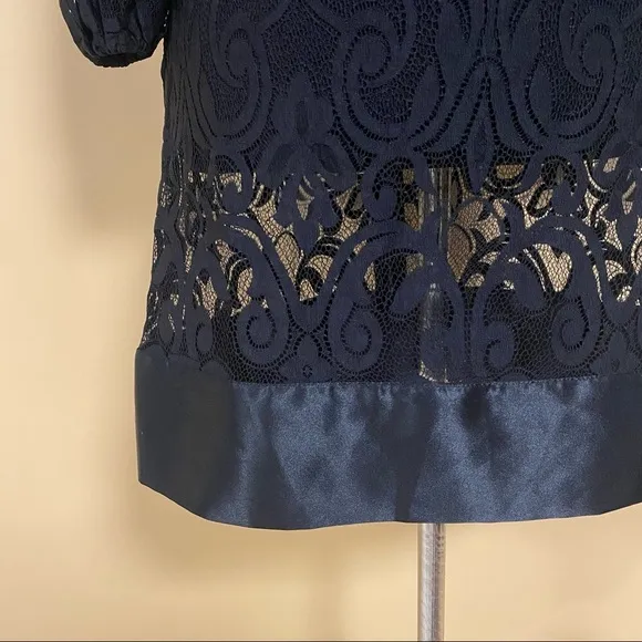 🛍️ Laundry by Shelli Segal Black Mid Sleeve Lace Mini Dress Size 2