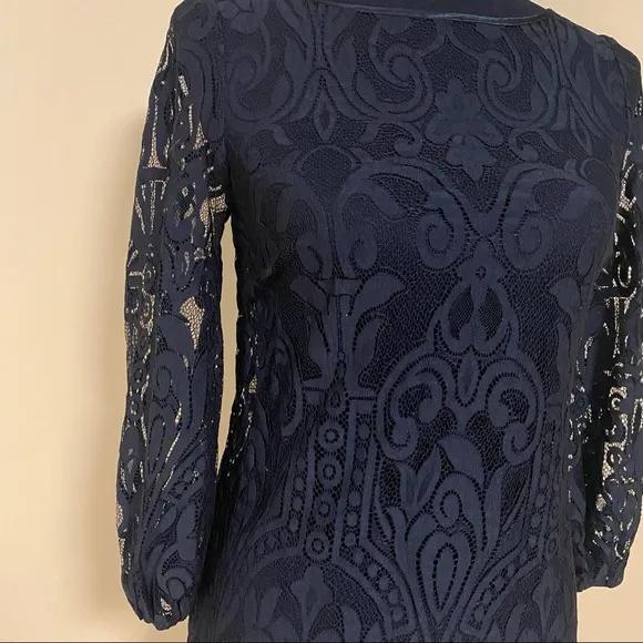 🛍️ Laundry by Shelli Segal Black Mid Sleeve Lace Mini Dress Size 2