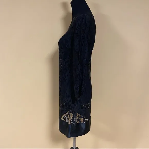 🛍️ Laundry by Shelli Segal Black Mid Sleeve Lace Mini Dress Size 2