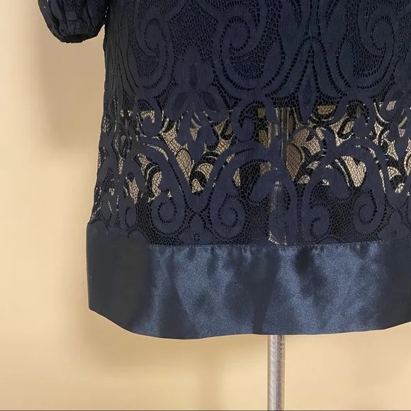 🛍️ Laundry by Shelli Segal Black Mid Sleeve Lace Mini Dress Size 2