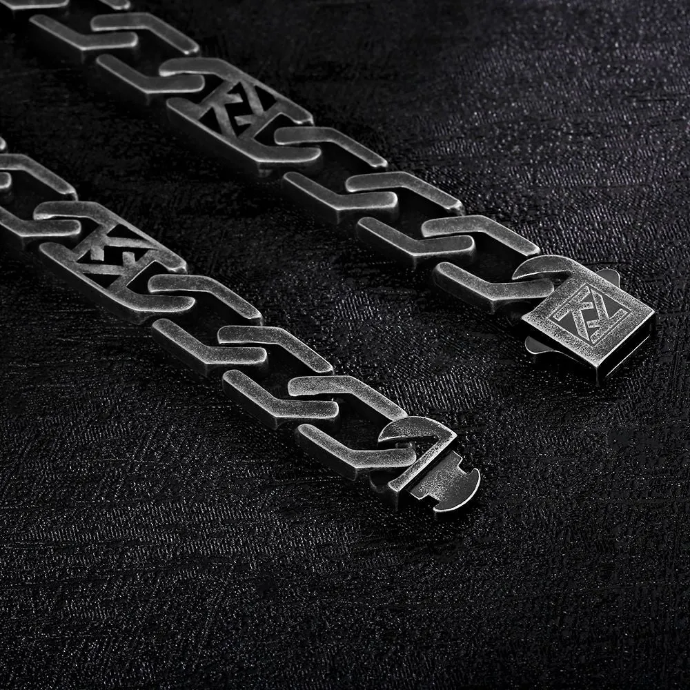 12mm Square Figaro Chain in 18K Gold/White Gold/Black Gold