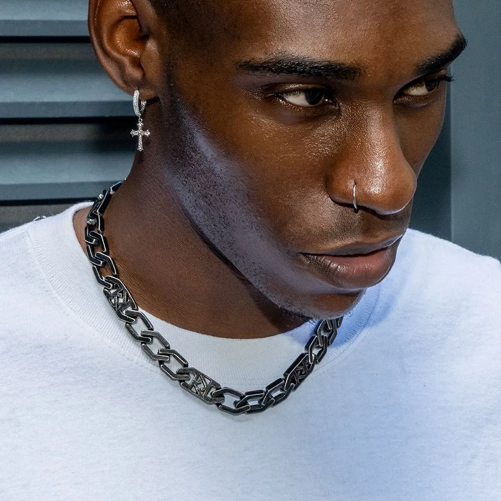 12mm Square Figaro Chain in 18K Gold/White Gold/Black Gold