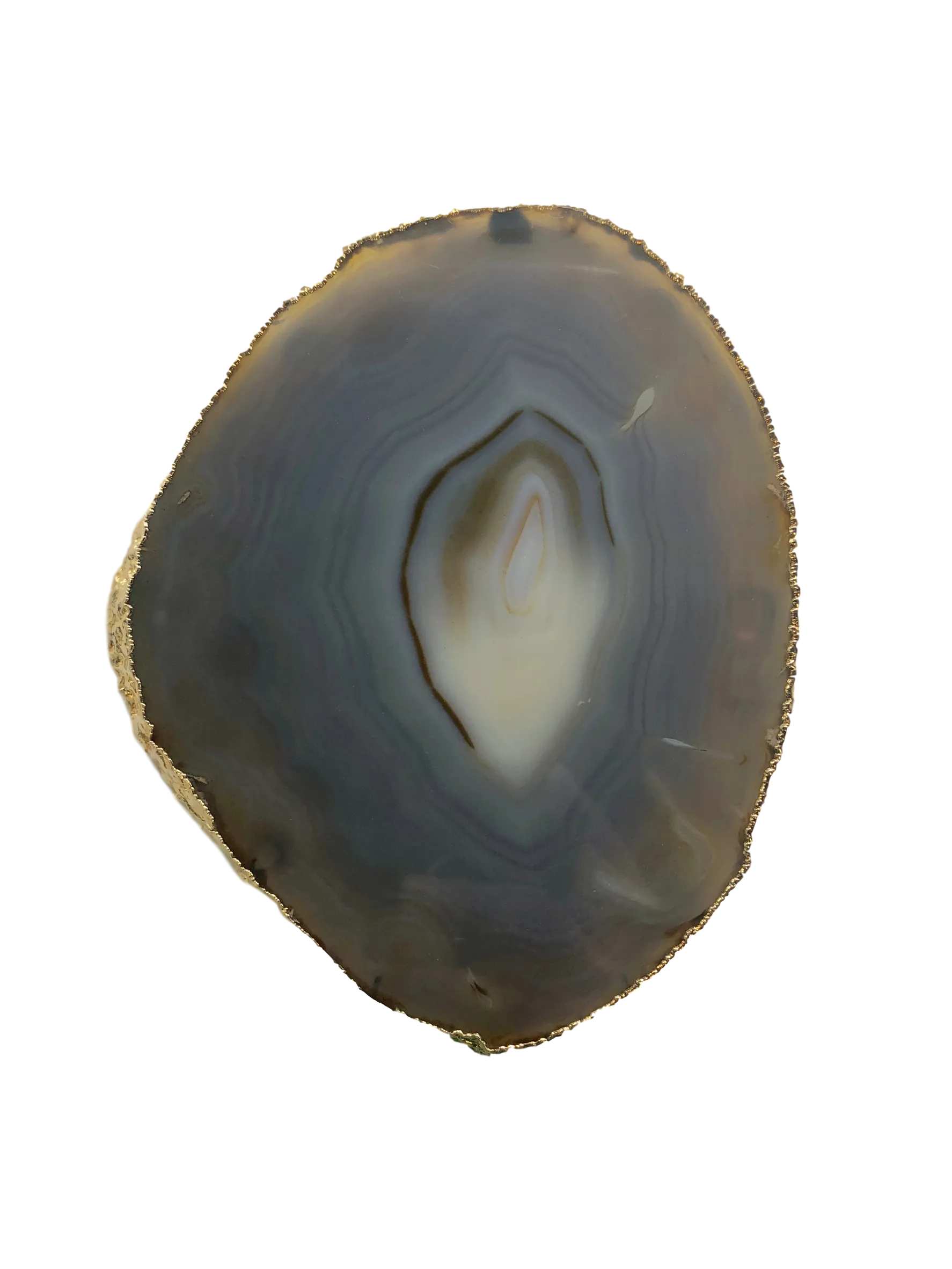 1/4" Thick Agate Serving Plate with Gold Trim