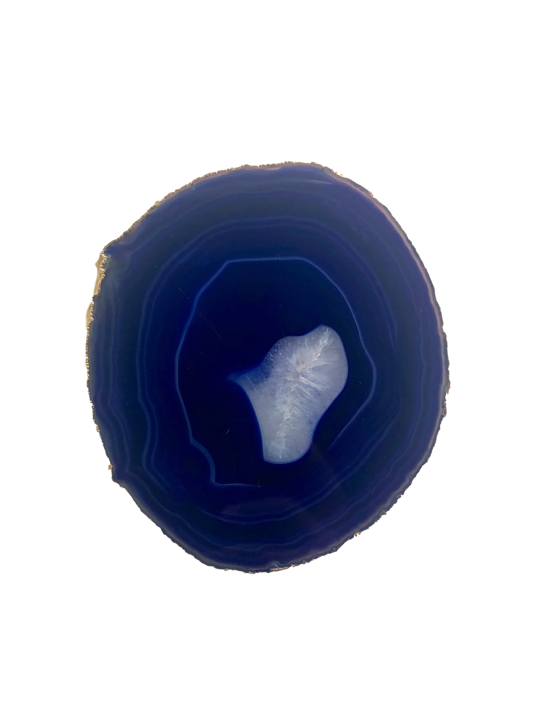 1/4" Thick Agate Serving Plate with Gold Trim