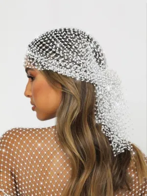 1pc Rhinestone Fishnet Elastic Headband