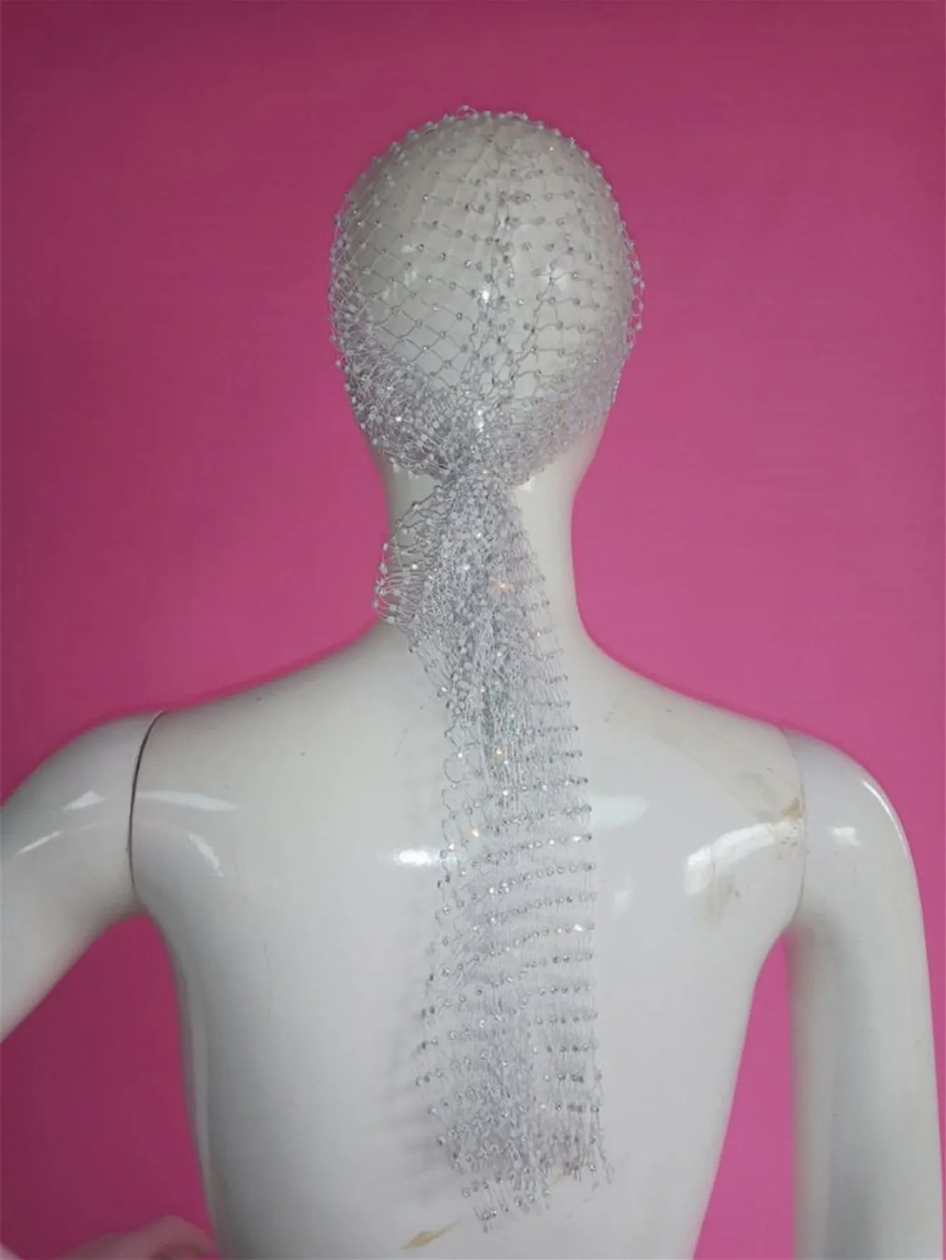 1pc Rhinestone Fishnet Elastic Headband