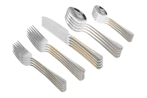 20 Piece Flatware Set - Gold Trim Handles - Stainless Steel 18/10 Silverware - Complete Cutlery Set for 4 - Home Essentials, Kitchen and Dining, Dishwasher Safe - For All Occasions (20 Piece, Verona)