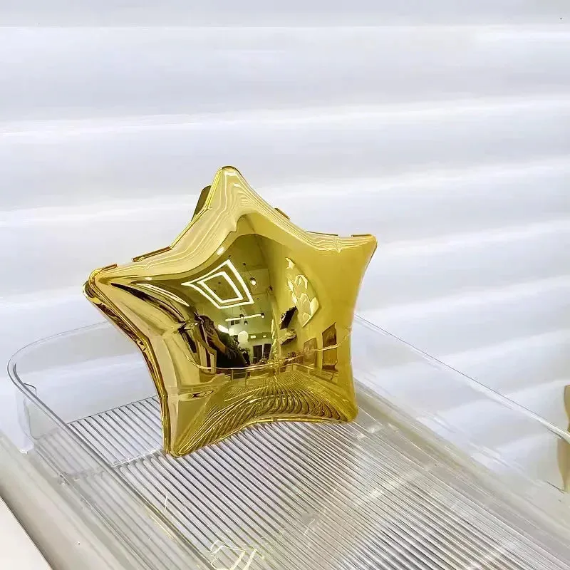 2024 New Nice design Silver And Gold Chain For Women Evening Bags Bright Face Five Pointed Star Shoulder Bag Funny Party Ladies