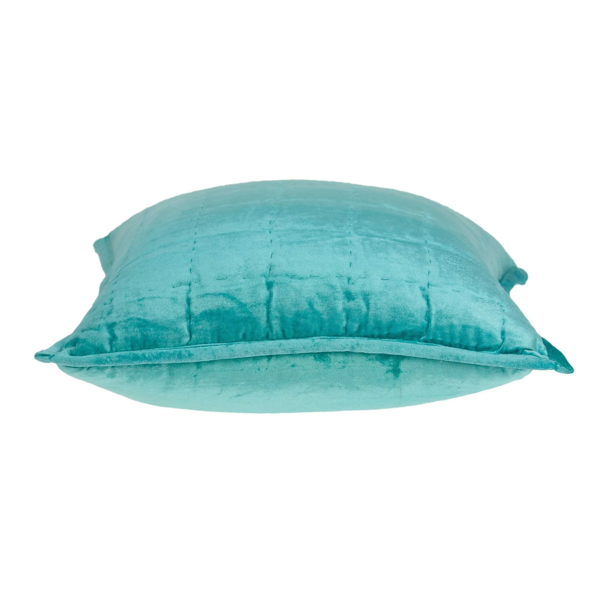20" x 7" x 20" Transitional Aqua Solid Quilted Pillow Cover With Poly Insert
