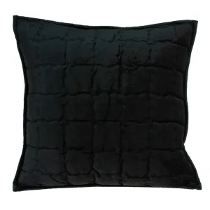 20" x 7" x 20" Transitional Black Solid Quilted Pillow Cover With Poly Insert