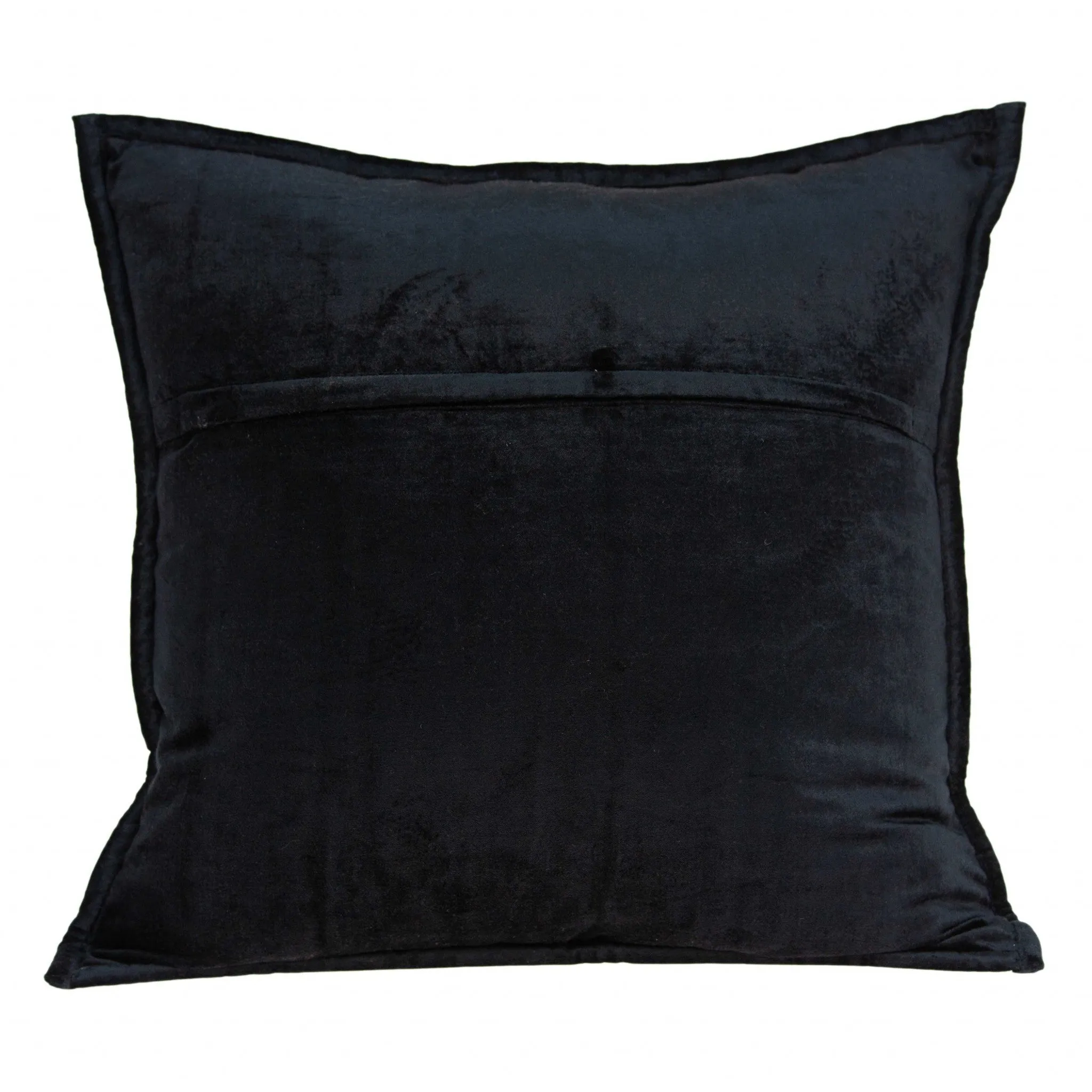 20" x 7" x 20" Transitional Black Solid Quilted Pillow Cover With Poly Insert