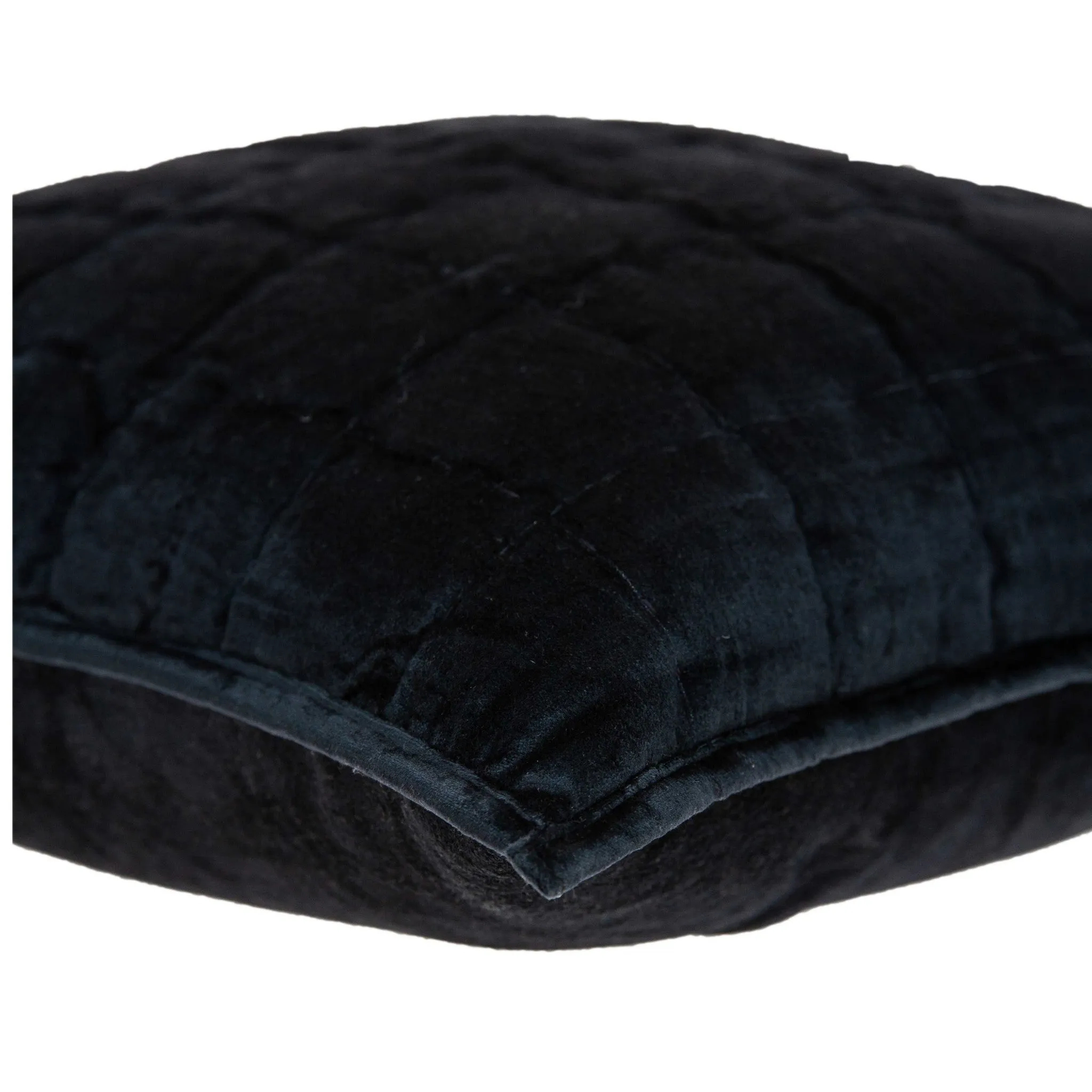 20" x 7" x 20" Transitional Black Solid Quilted Pillow Cover With Poly Insert