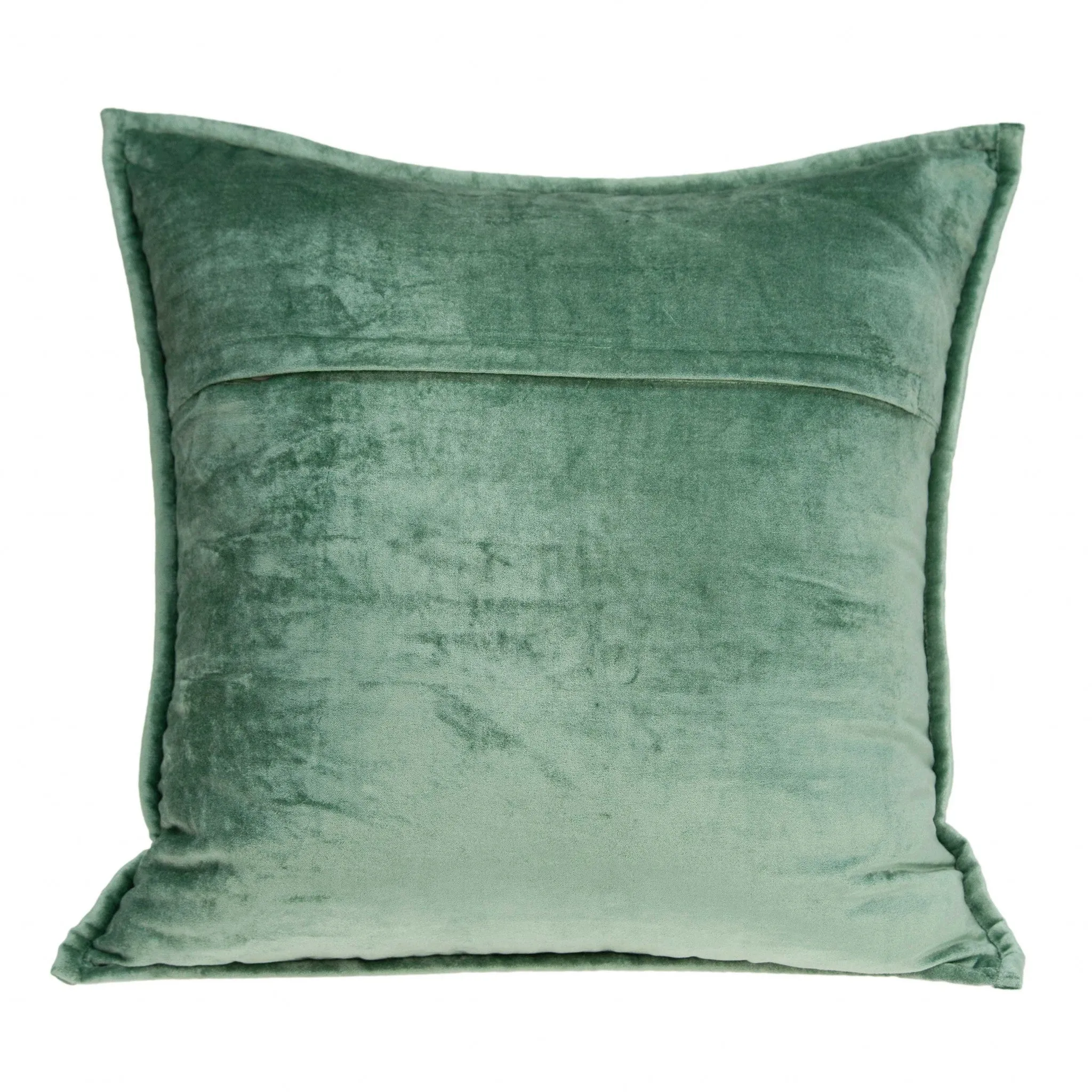 20" x 7" x 20" Transitional Green Solid Quilted Pillow Cover With Poly Insert