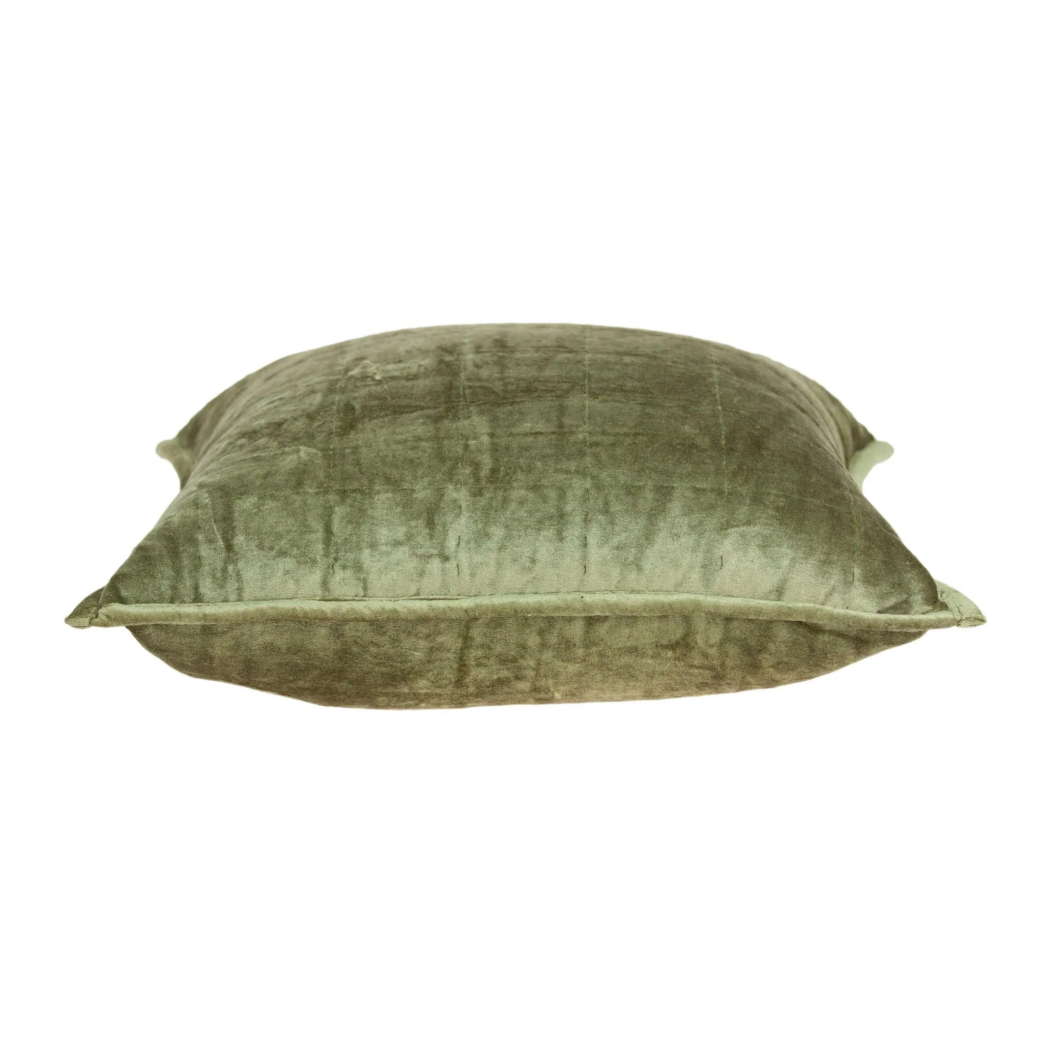 20" x 7" x 20" Transitional Olive Solid Quilted Pillow Cover With Poly Insert
