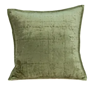 20" x 7" x 20" Transitional Olive Solid Quilted Pillow Cover With Poly Insert