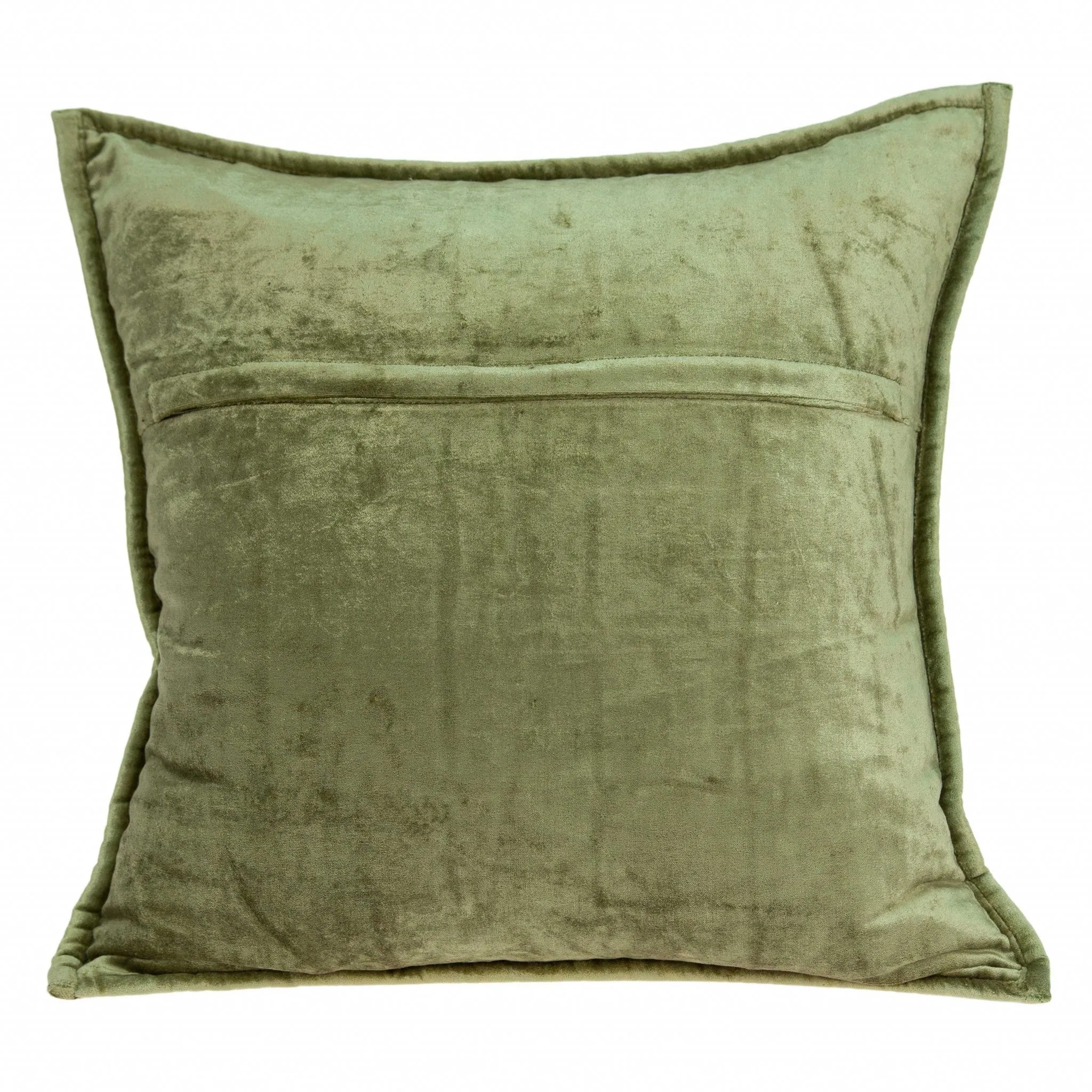 20" x 7" x 20" Transitional Olive Solid Quilted Pillow Cover With Poly Insert
