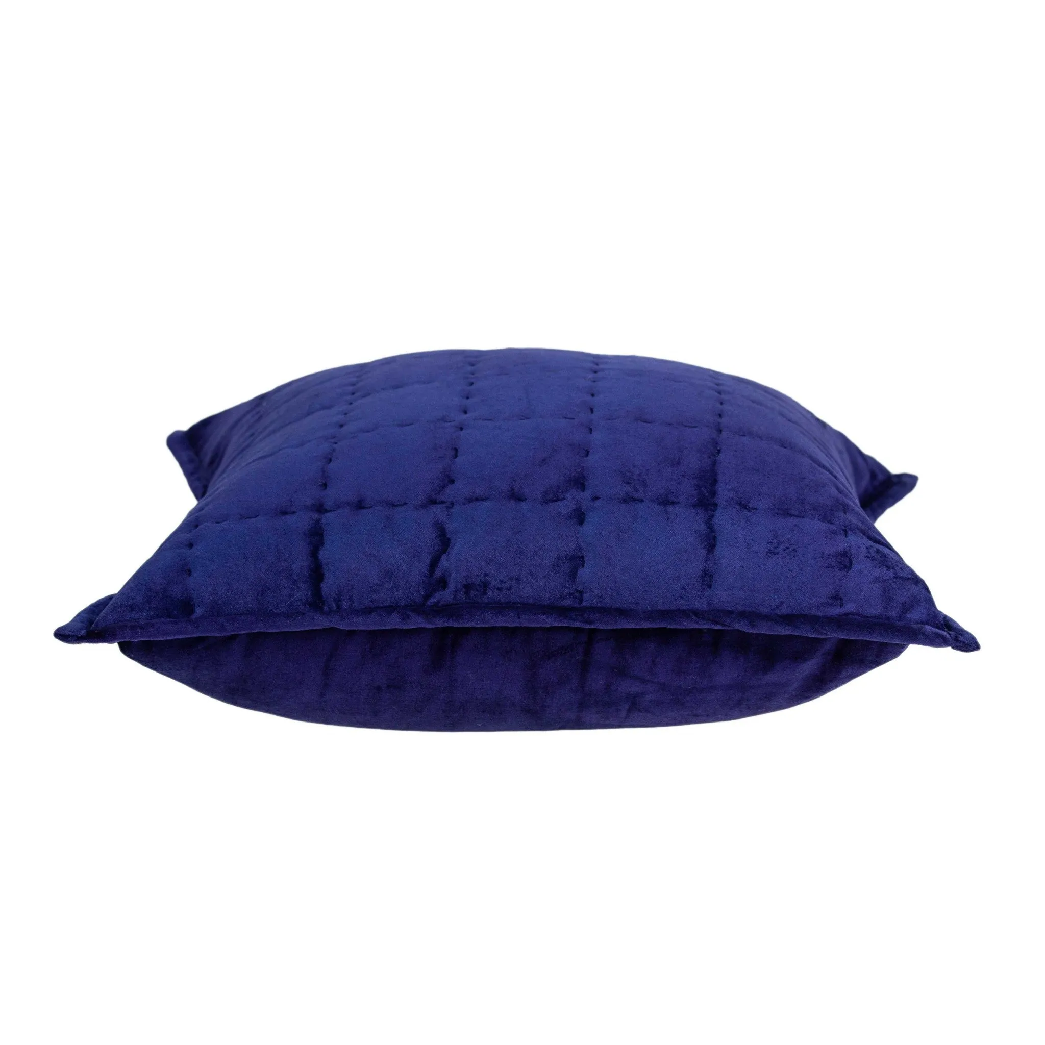 20" x 7" x 20" Transitional Royal Blue Quilted Pillow Cover With Poly Insert