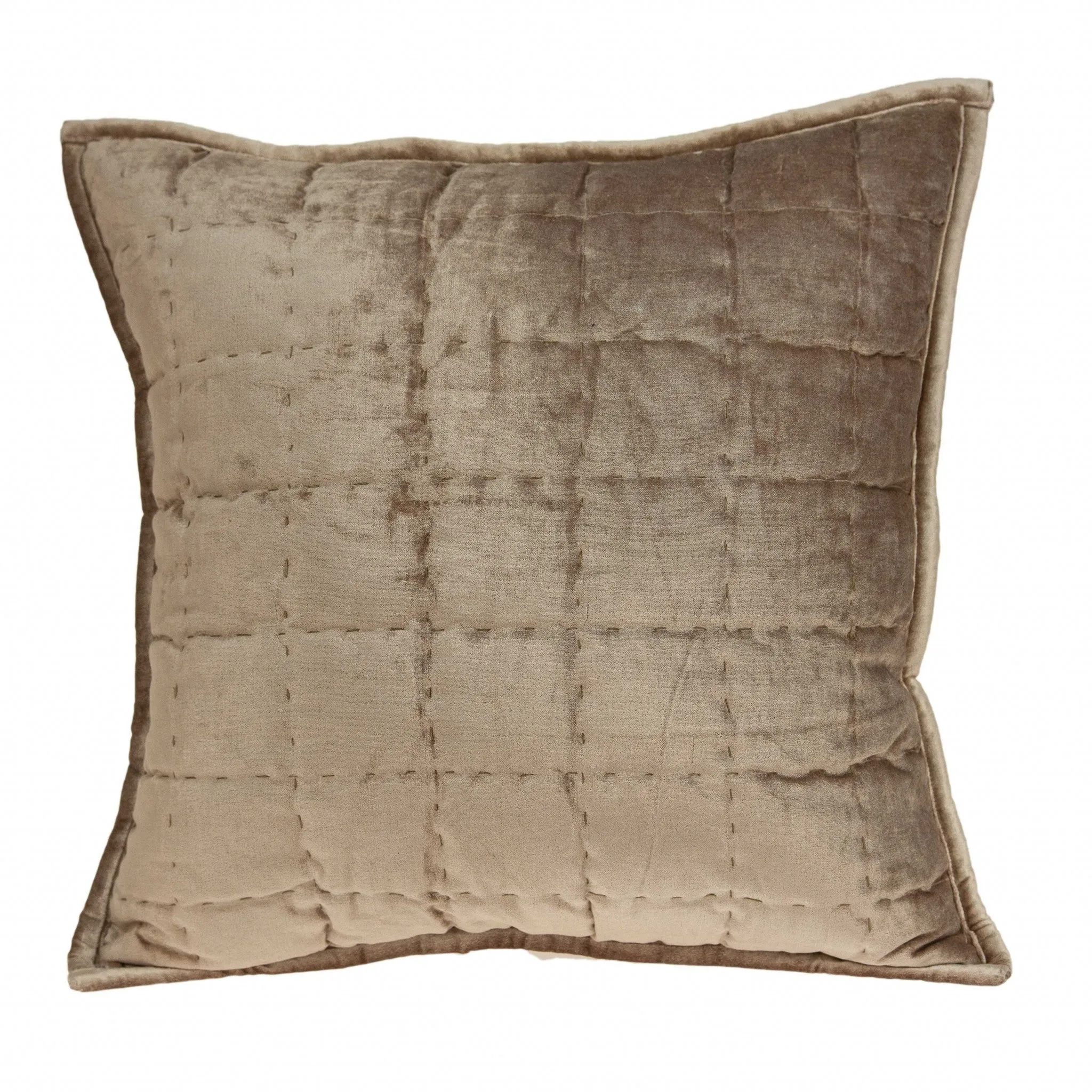 20" x 7" x 20" Transitional Taupe Solid Quilted Pillow Cover With Poly Insert