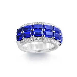 3-Row Sapphire and Diamond Xpandable™ Ring