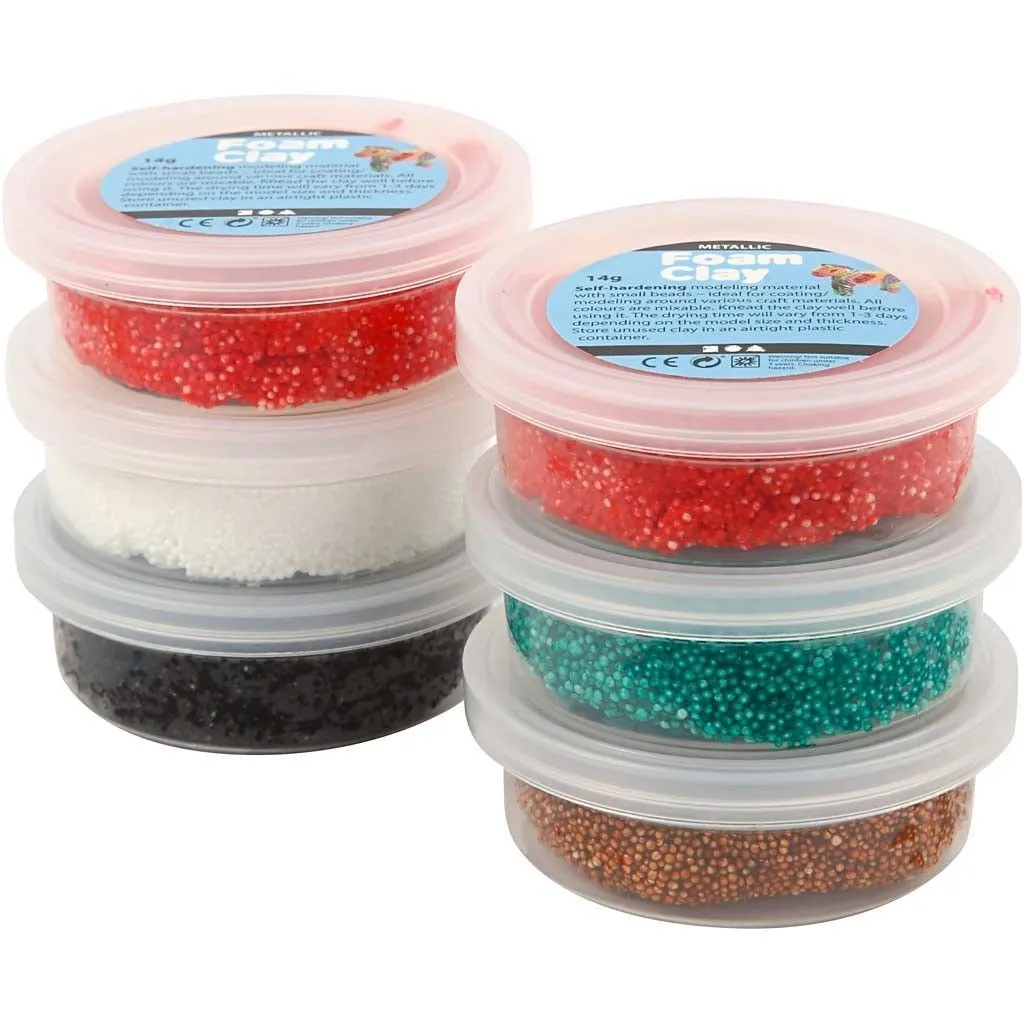 6 x Small Bead Assorted Christmas Colour Modelling Material Plastic Tubs 14 g