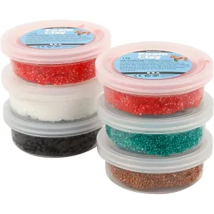 6 x Small Bead Assorted Christmas Colour Modelling Material Plastic Tubs 14 g