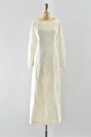 60's "Watteau" Lace Party Dress / XS S