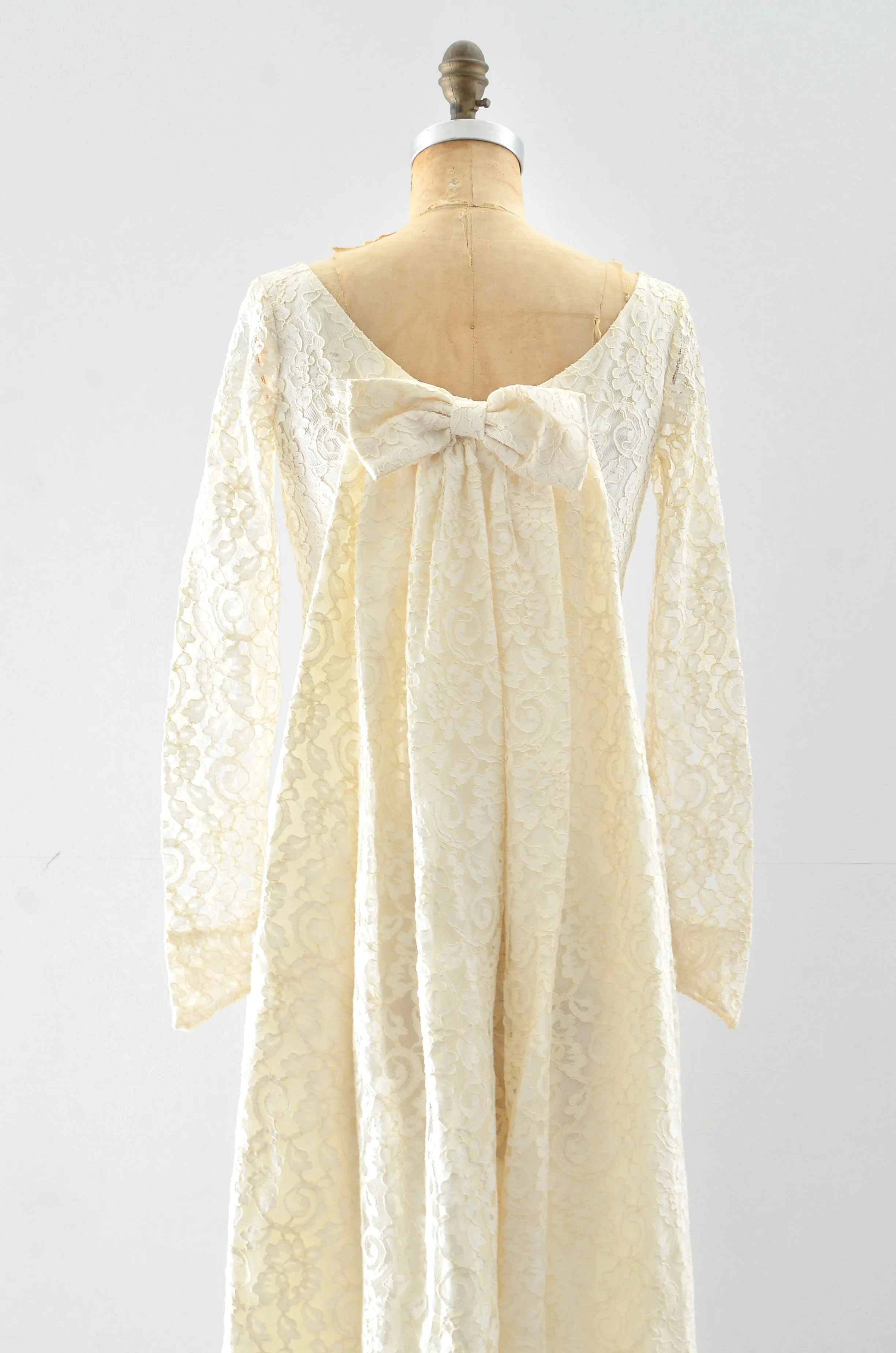 60's "Watteau" Lace Party Dress / XS S