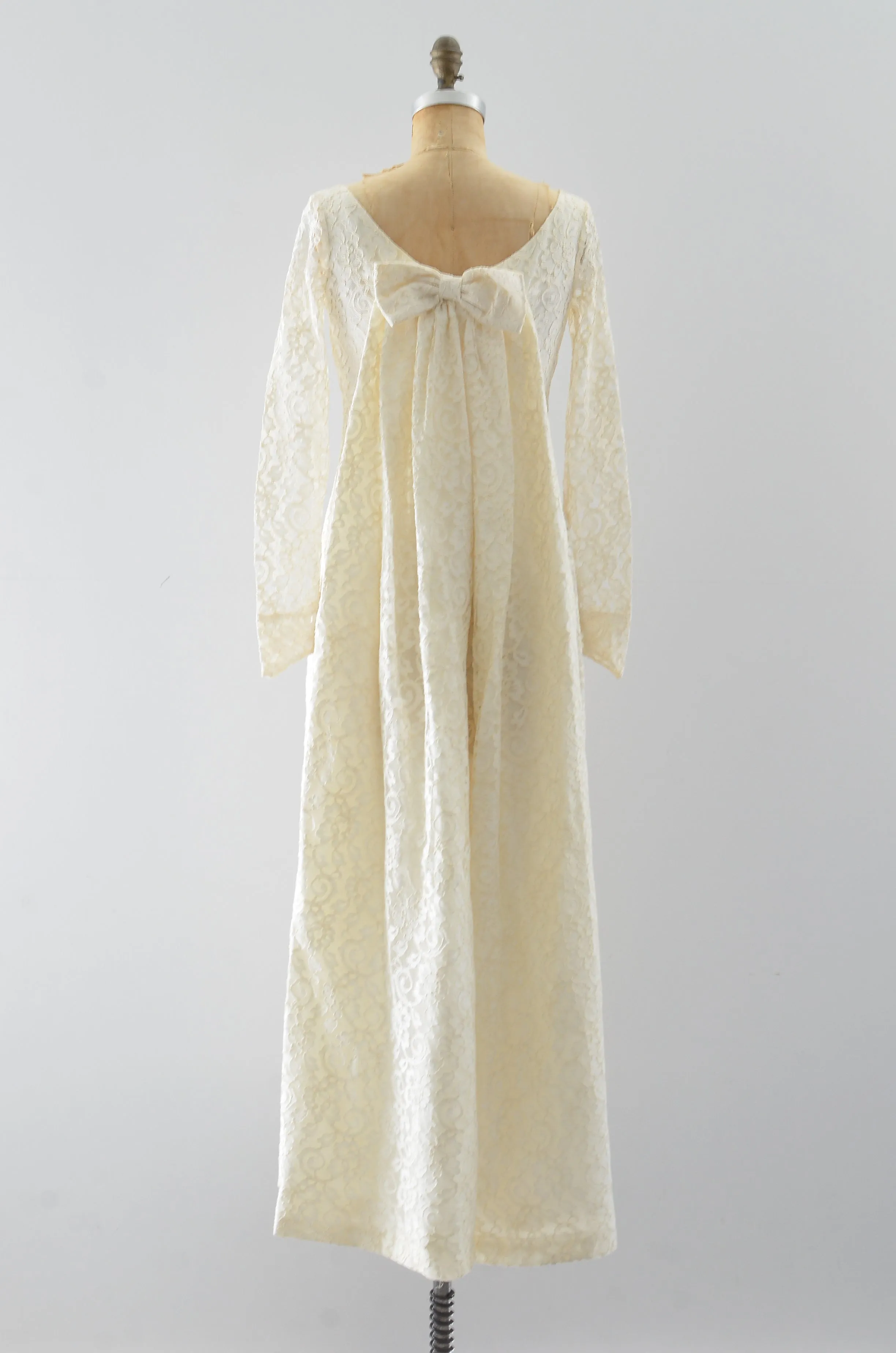 60's "Watteau" Lace Party Dress / XS S