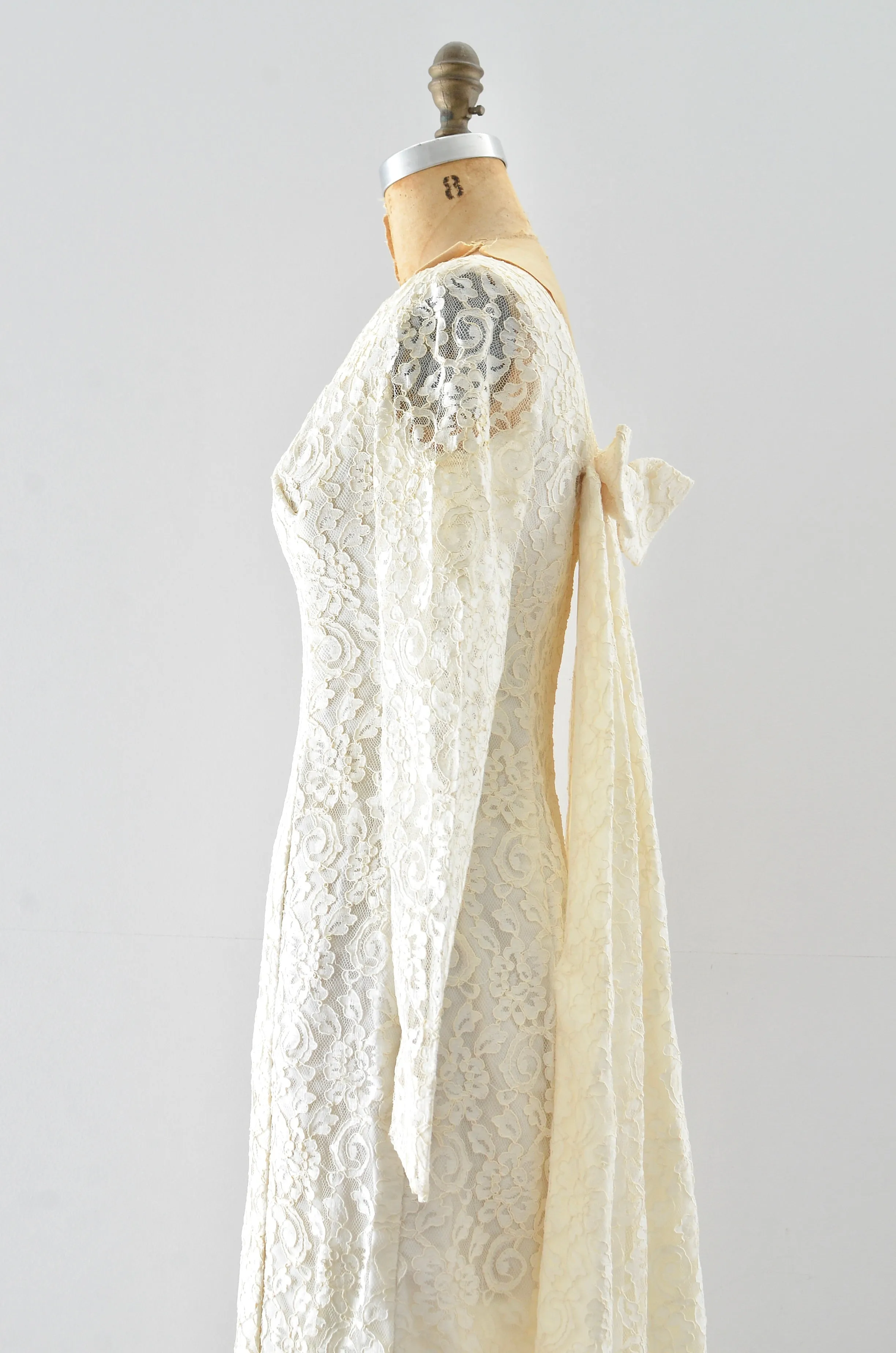 60's "Watteau" Lace Party Dress / XS S