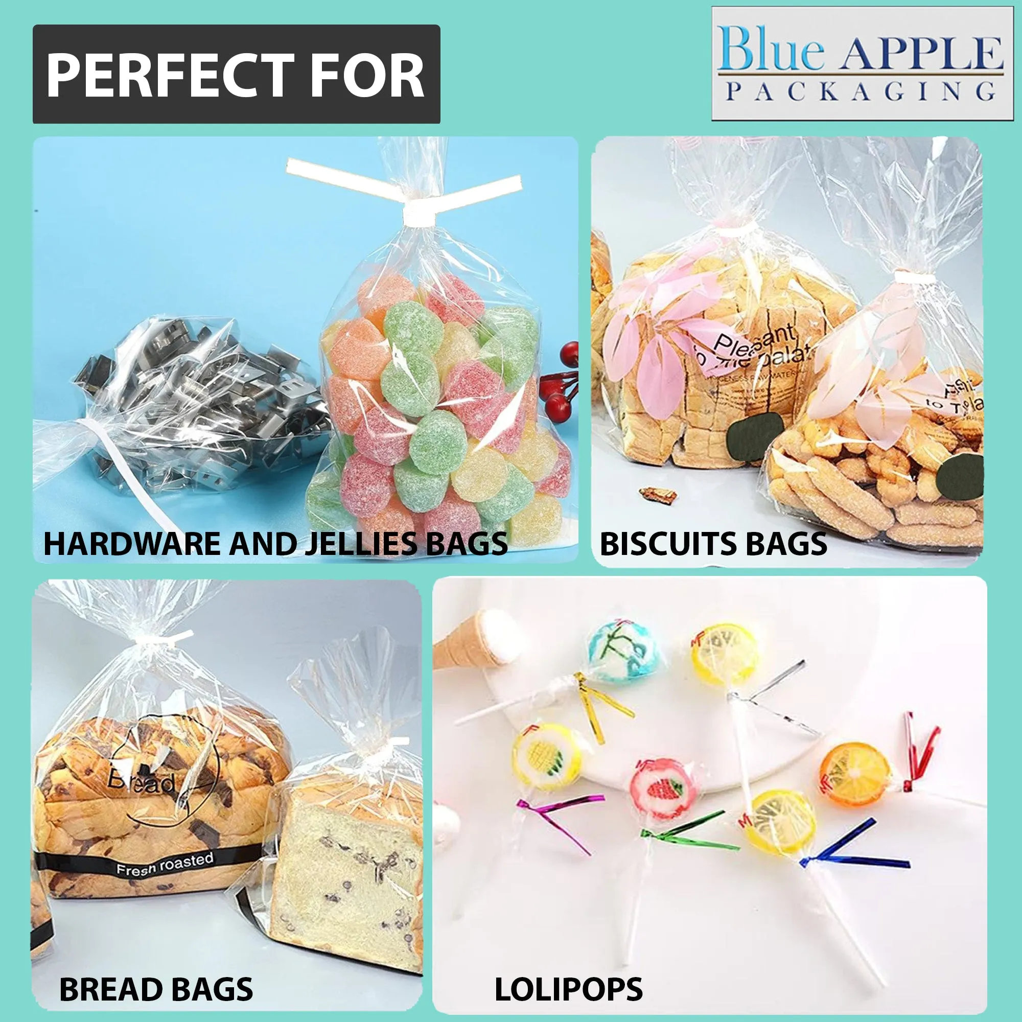 8 Inch Pre-cut Blue Paper Twist Ties for Bags
