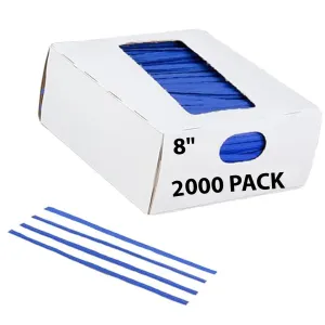 8 Inch Pre-cut Blue Paper Twist Ties for Bags