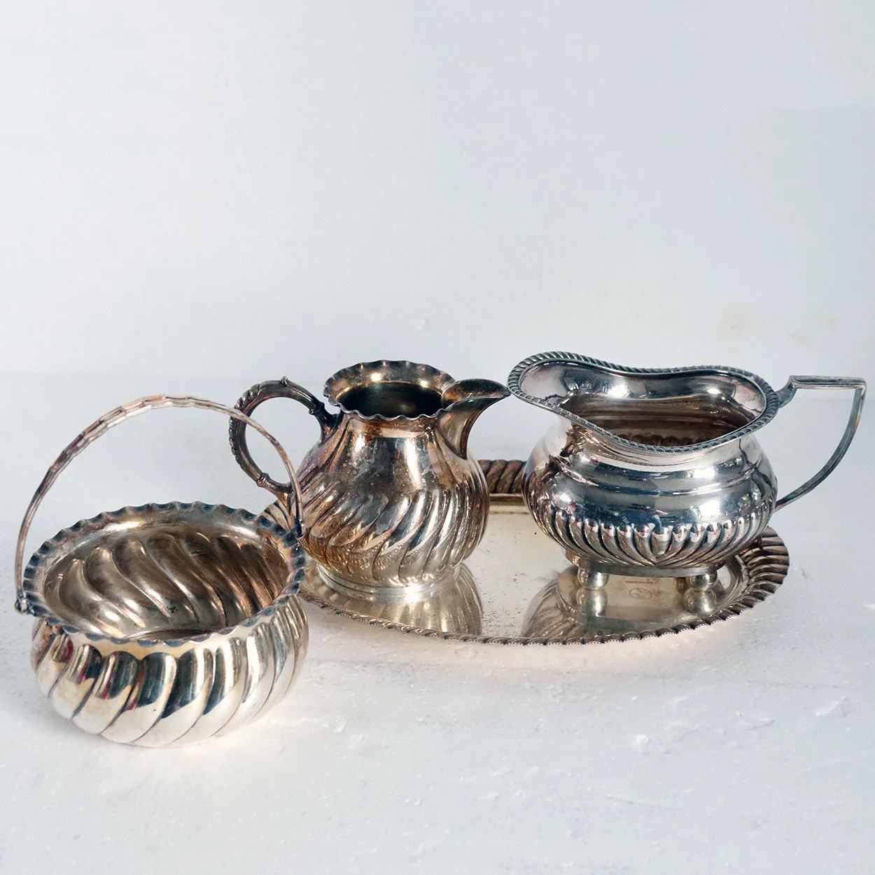 8-Piece English Charles Howard Collins Victorian Silverplate Tea Service