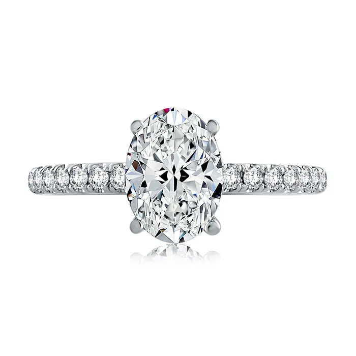A. Jaffe Oval Center Engagement Ring Semi-Mounting in 14K White Gold