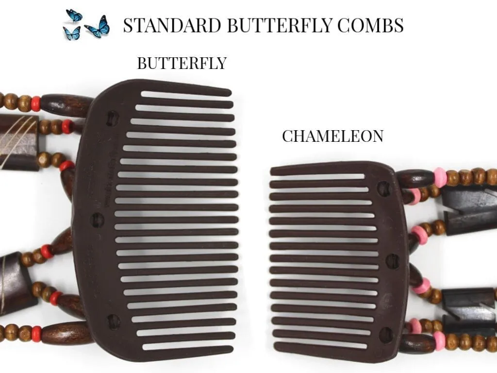 African Butterfly Chameleon Hair Comb - Beada Brown 74