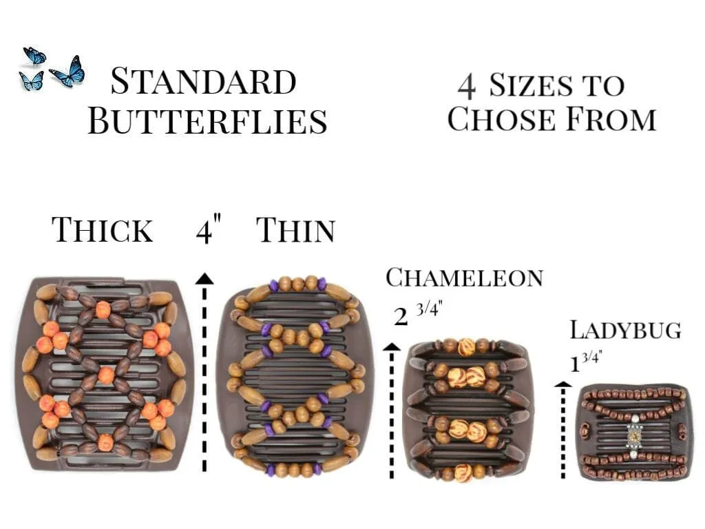 African Butterfly Chameleon Hair Comb - Beada Brown 74