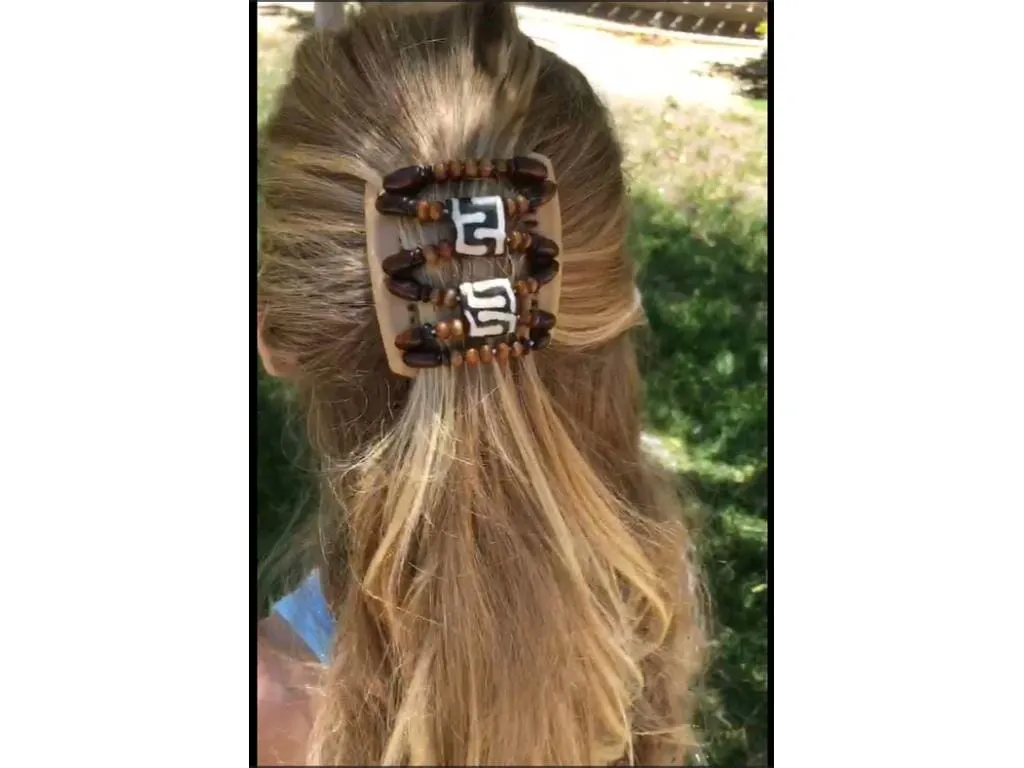 African Butterfly Chameleon Hair Comb - Beada Brown 74