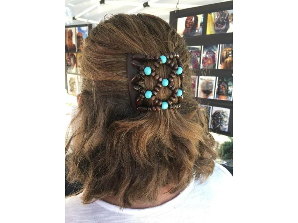 African Butterfly Chameleon Hair Comb - Beada Brown 74