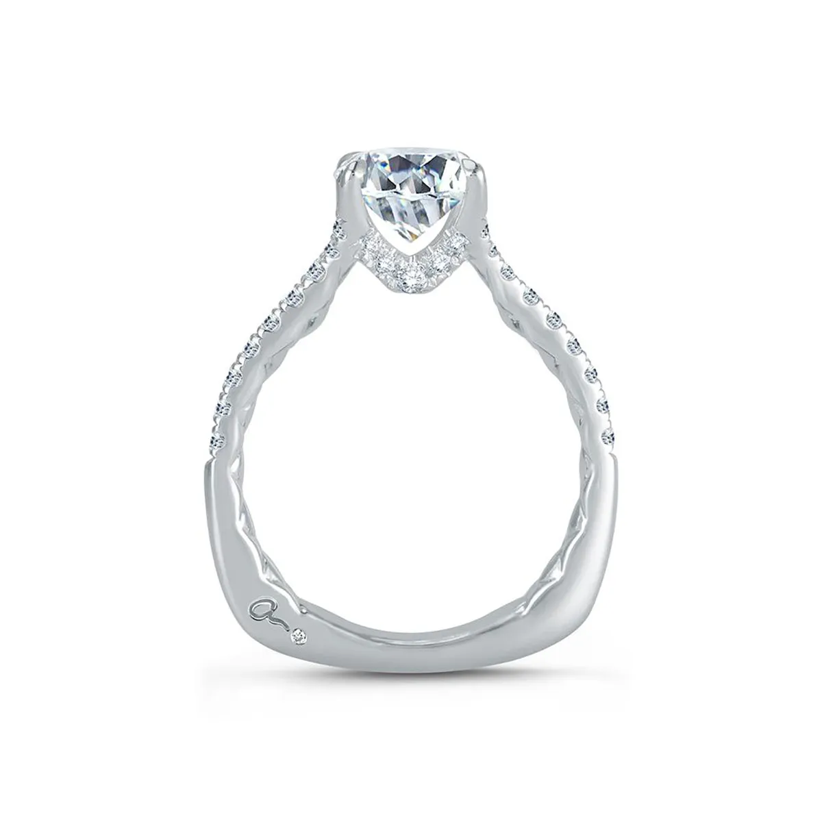 A.Jaffe Split Shank Unique Diamond Gallery Quilted Engagement Ring MES742QB/180