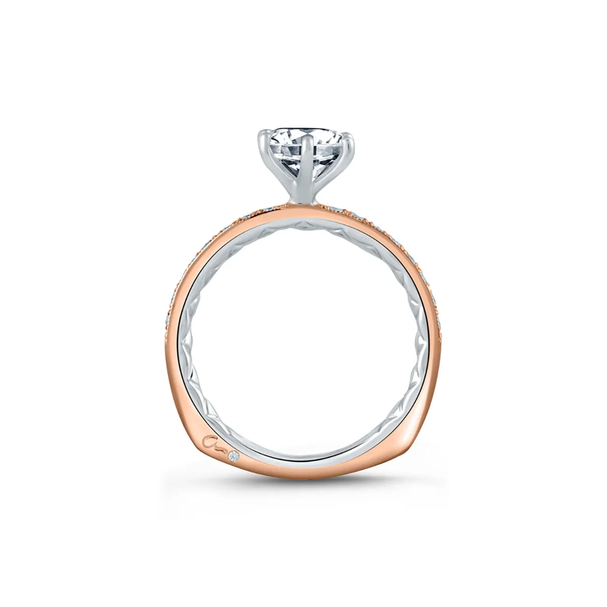 A.Jaffe Two Tone Diamond Engagement Ring with Delicate Rose Gold Quilted Interior MES775Q/116