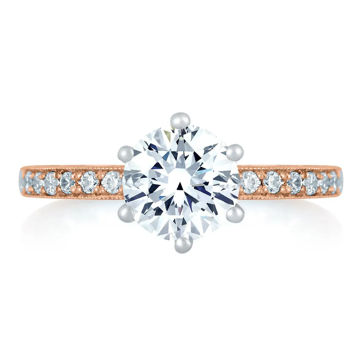 A.Jaffe Two Tone Diamond Engagement Ring with Delicate Rose Gold Quilted Interior MES775Q/116