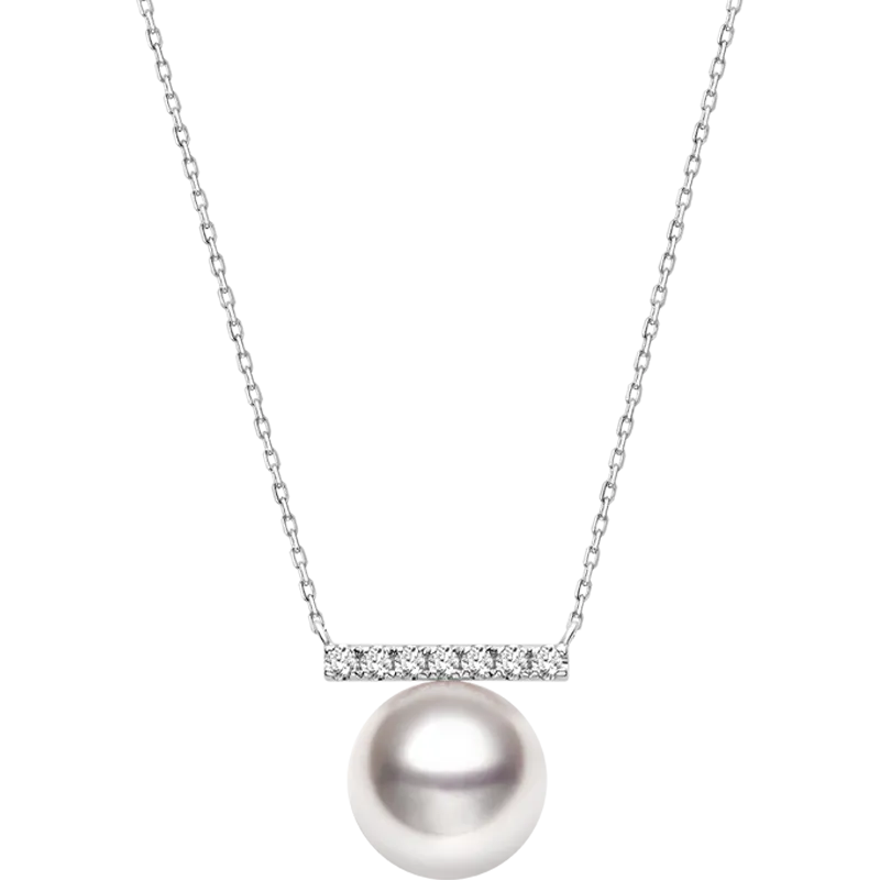 Akoya Saltwater Pearl 18K White Gold Commuting Diamond Necklace