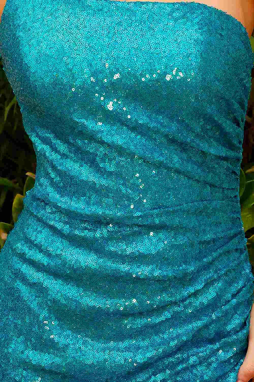 Amelia Couture BZ030S Fitted One Shoulder Mini Sequin Cocktail Dress