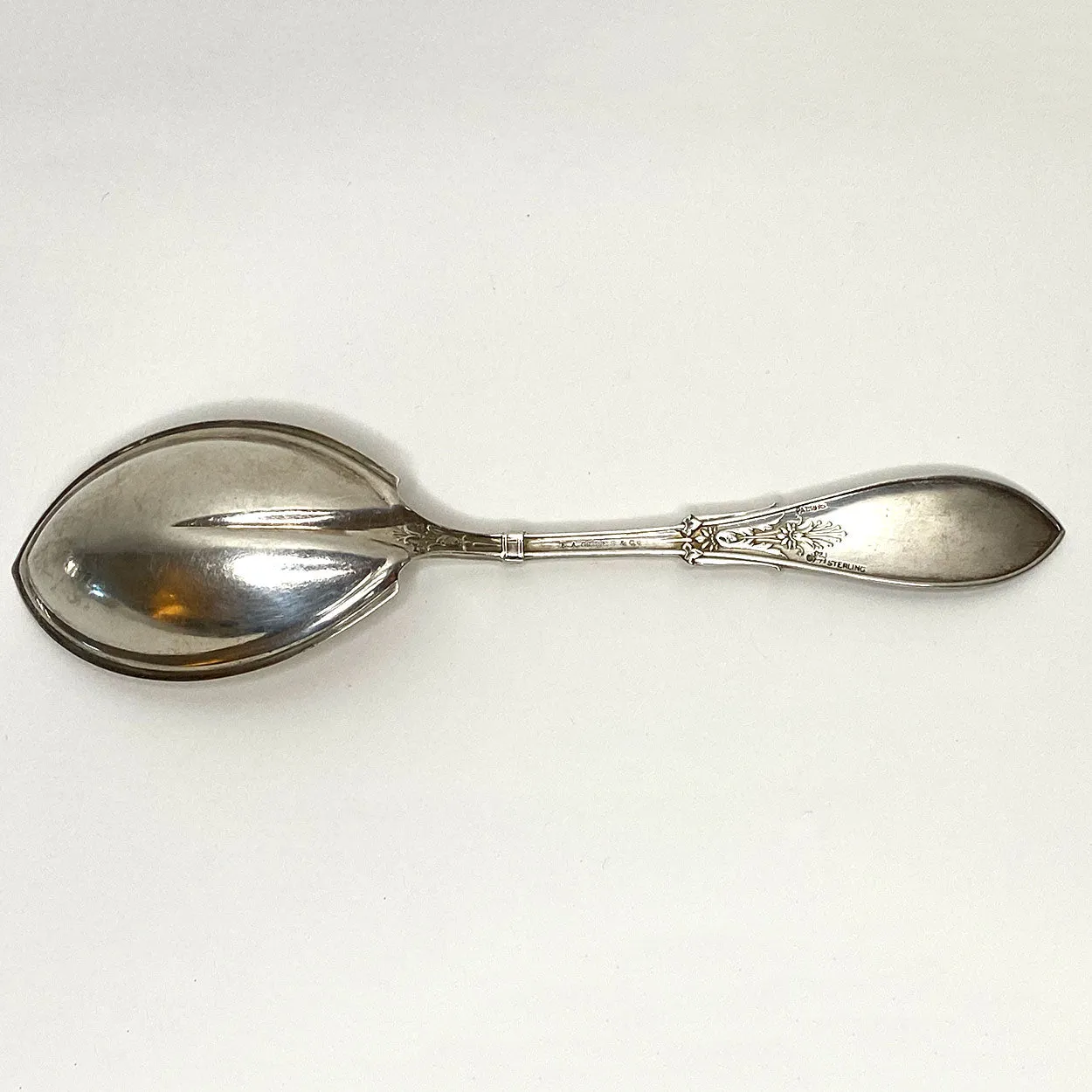 American Charles Osborne for Whiting Mfg. Sterling Silver Arabesque Preserve Spoon