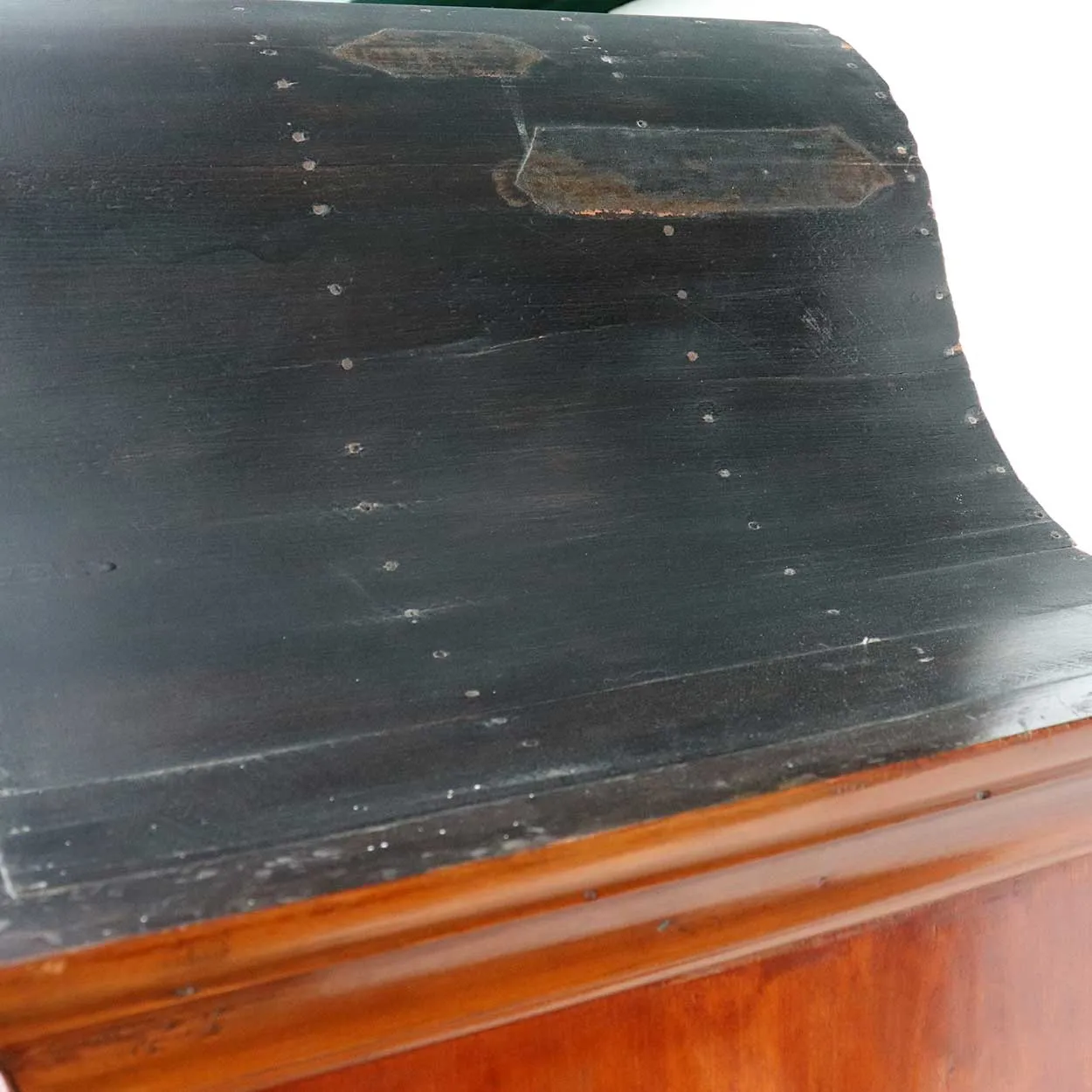 American New England Queen Anne Cherrywood Bonnet Top Highboy