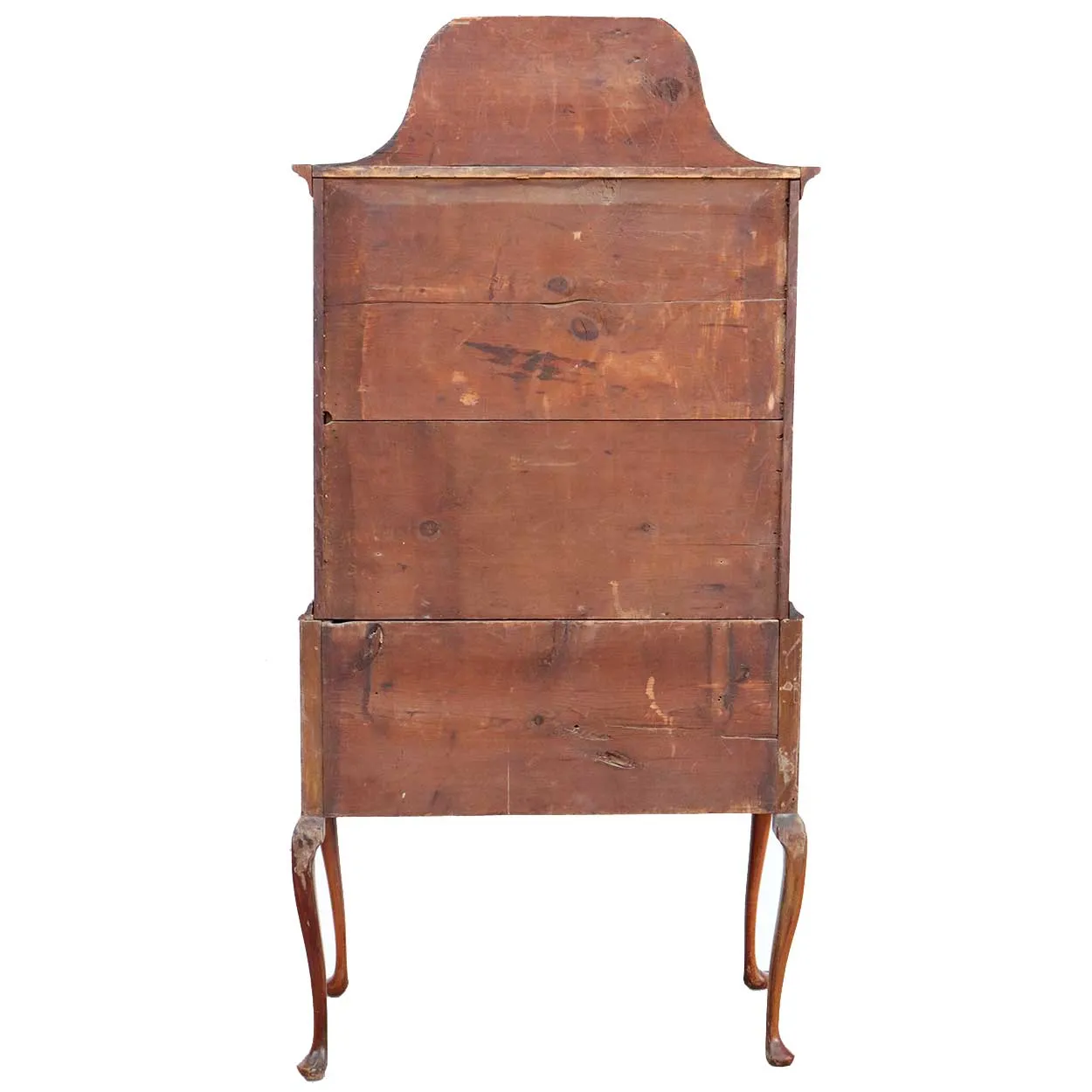 American New England Queen Anne Cherrywood Bonnet Top Highboy