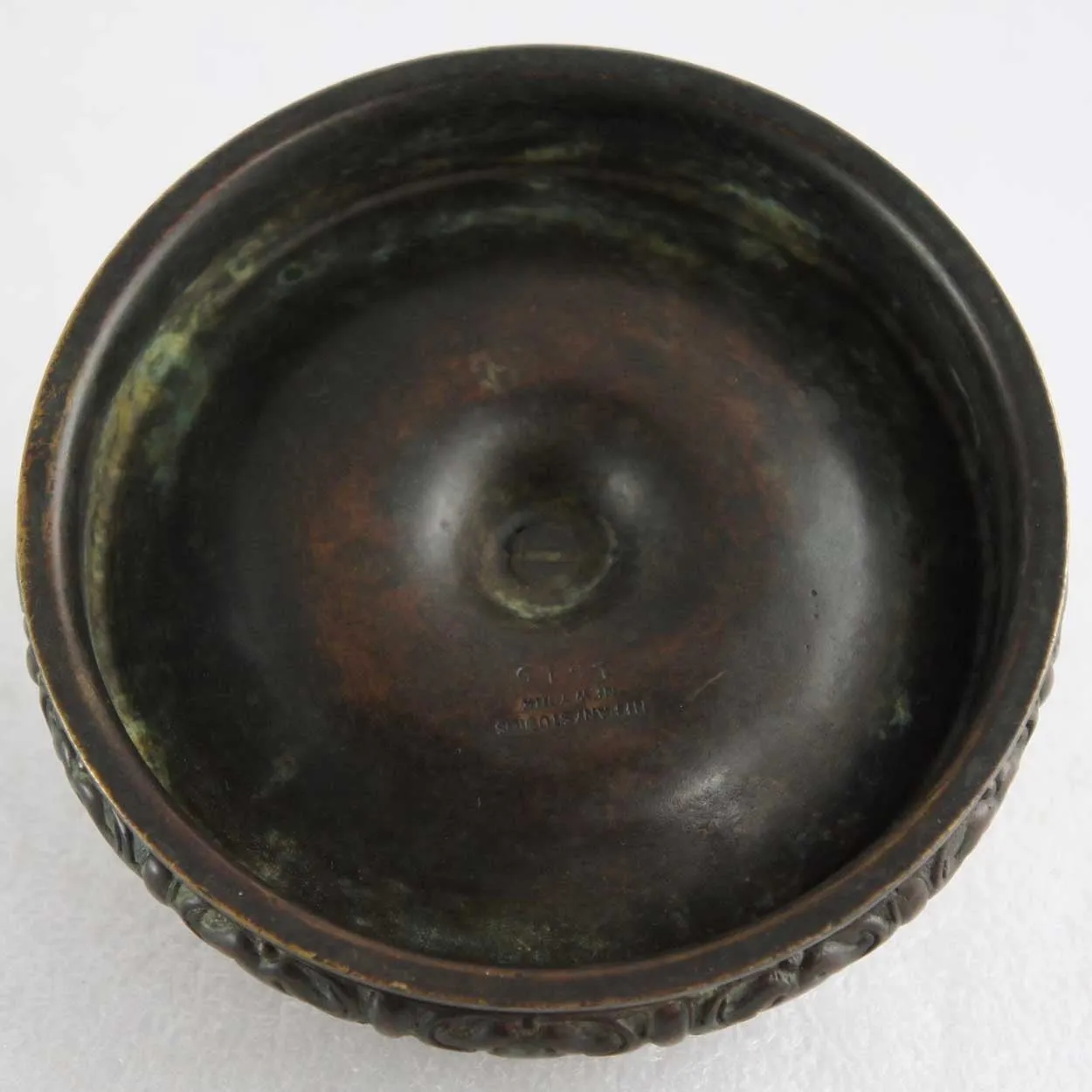 American Tiffany Studios Bronze and Favrile Glass Cigar Ashtray