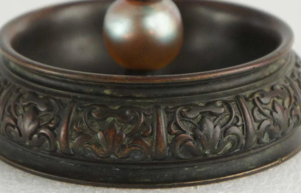 American Tiffany Studios Bronze and Favrile Glass Cigar Ashtray