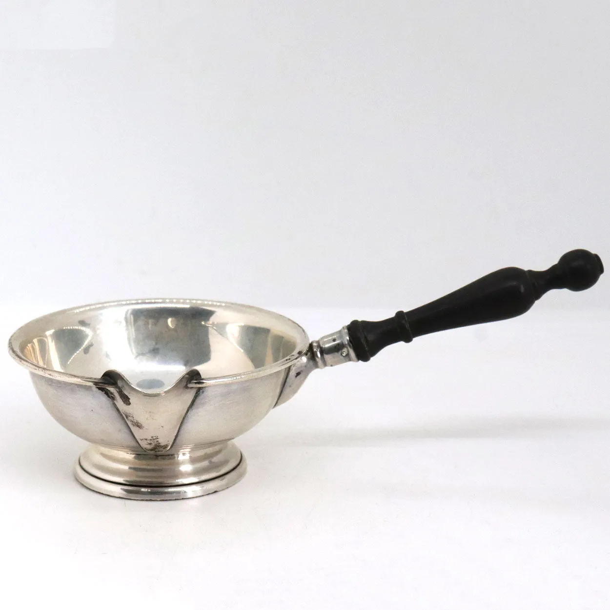 American Watrous Sterling Silver and Wood Handle Brandy / Sauce Warmer Pipkin