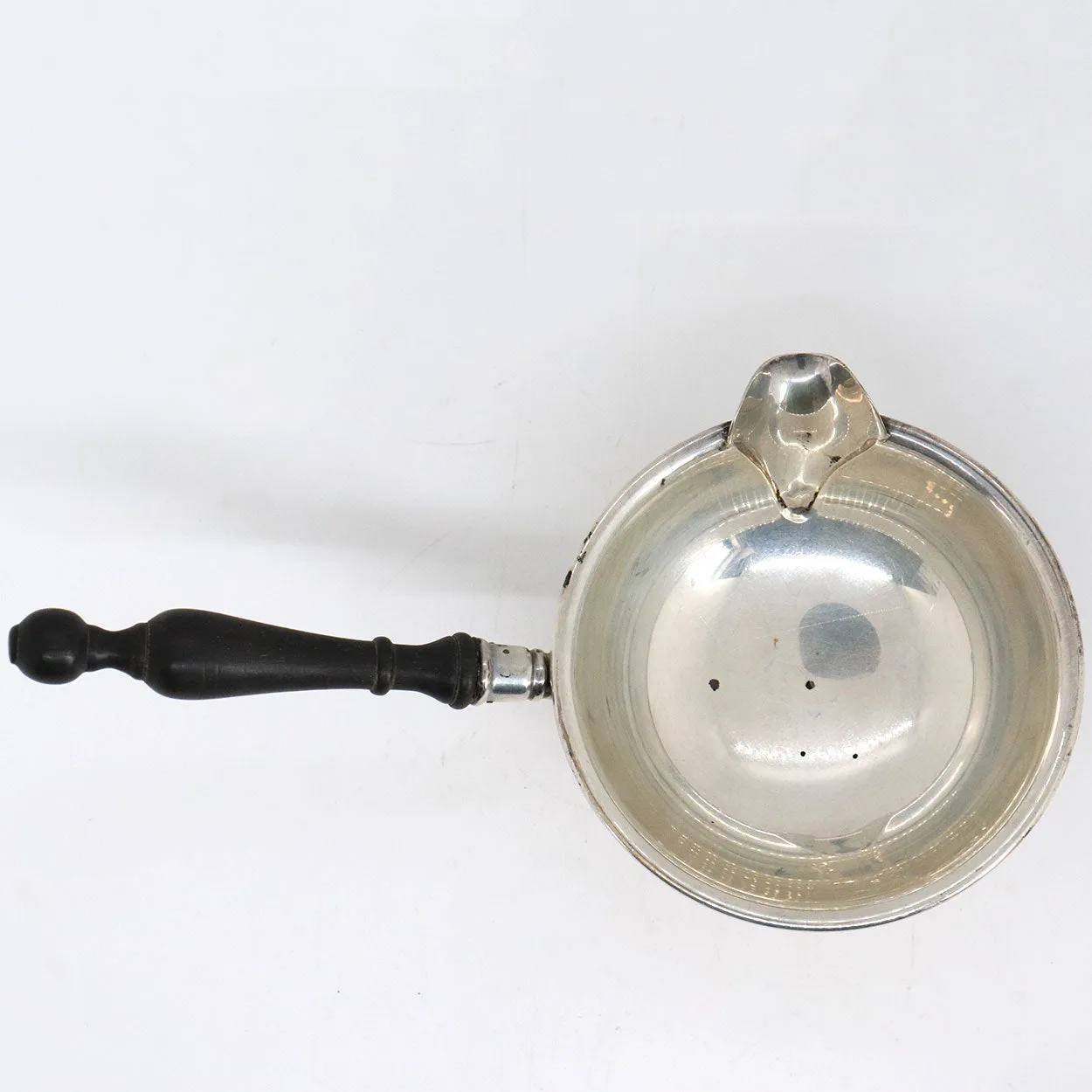 American Watrous Sterling Silver and Wood Handle Brandy / Sauce Warmer Pipkin